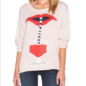 Wildfox Suck it up Lips Wine Sweater BNWT sz S